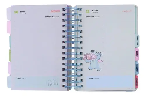 Agenda 2027 Stitch 14x20 Diaria 384 Paginas Mooving Gris Stitch 2027