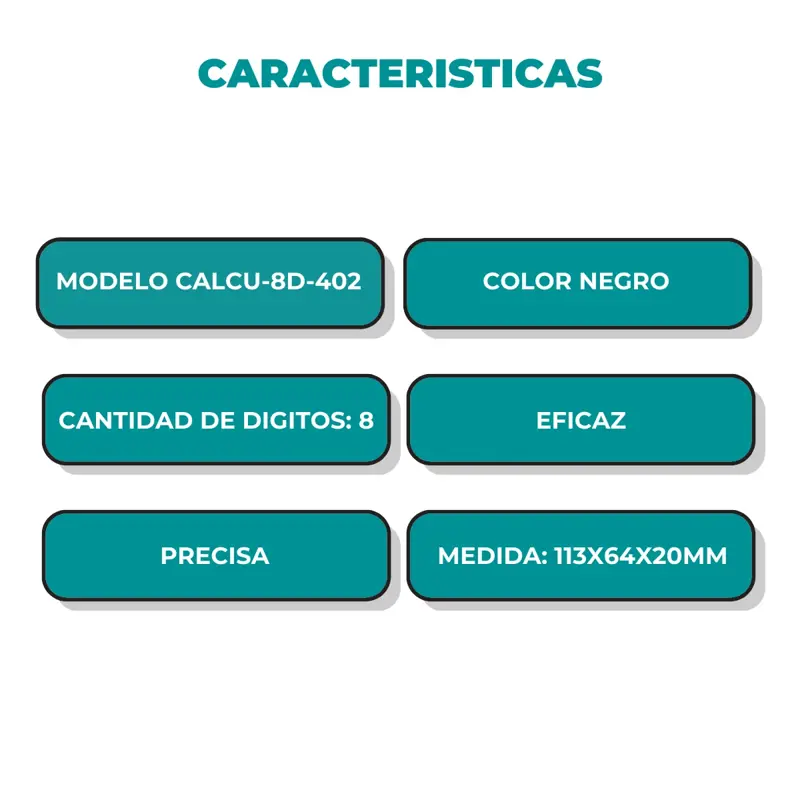 Calculadora de Bolsillo 8 Dígitos Modelo 402 Negra Global