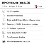Impresora Multifunción HP OfficeJet Pro 8125 C2VJ4A Wi-Fi Dúplex ADF Inyección de Tinta a Color