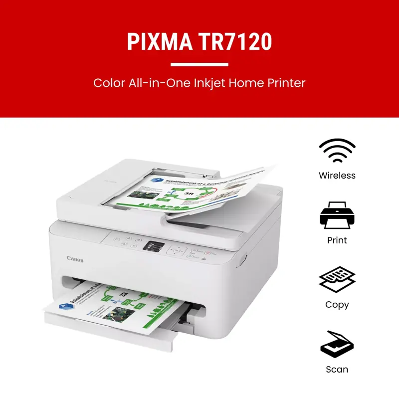 Impresora Multifunción Canon PIXMA TR7120 Inyección de Tinta Color Wi Fi ADF Dúplex
