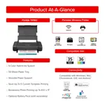 Impresora Portátil Inalámbrica Canon PIXMA TR160 Color Inyección de Tinta Pantalla OLED 1.44
