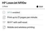 Impresora HP LaserJet M110w Inalámbrica Blanco y Negro HP