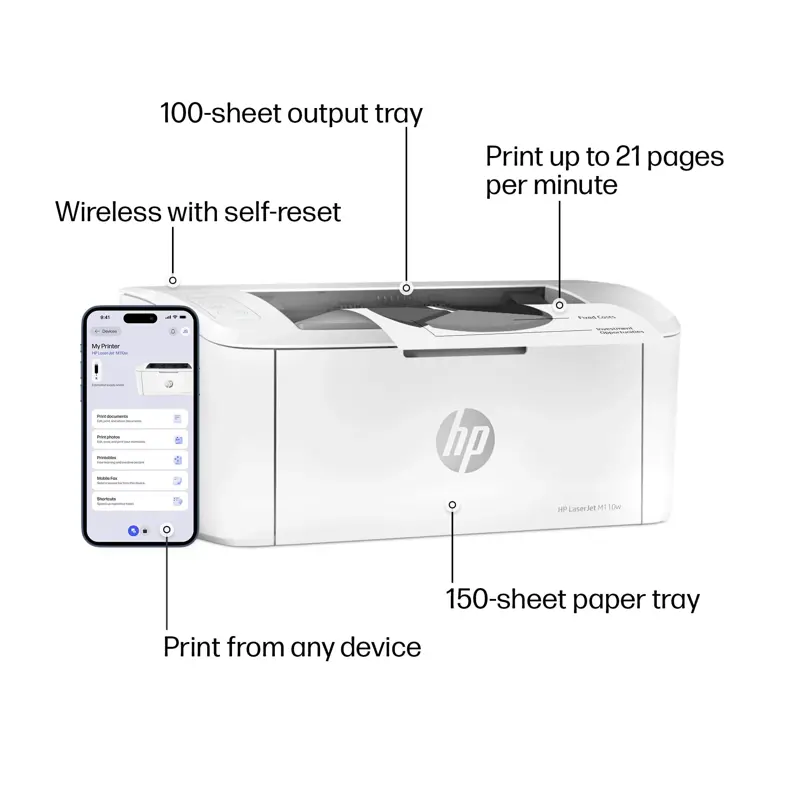 Impresora HP LaserJet M110w Inalámbrica Blanco y Negro HP