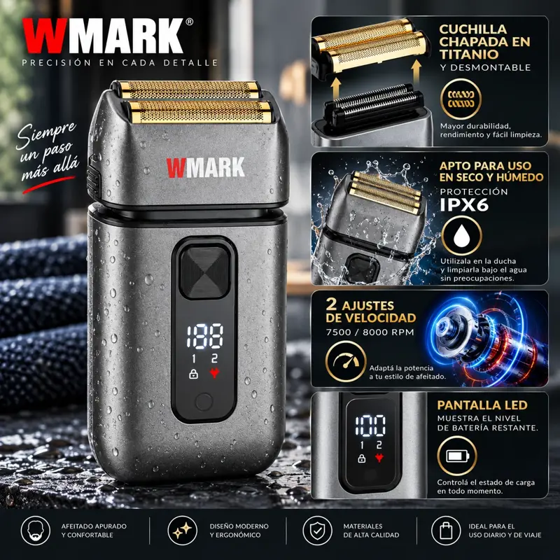 Maquina Afeitadora Inalámbrica Profesional Wmark Ng 986 Roja