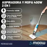 Aspiradora Y Mopa 400w 3 En 1 Midow Blanco