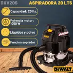 Aspiradora Sopladora Líquidos Polvo Dewalt 20 Litros Dxv20s  Acero inox