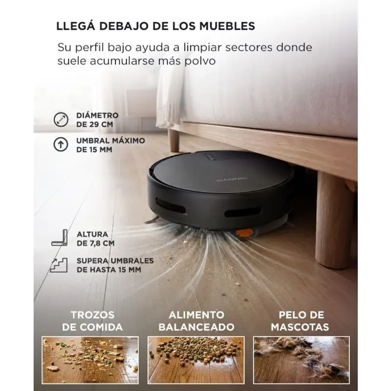 Aspiradora Robot Gadnic Con App Y Control Por Voz 1000 Pa 4 Modos Tanque 150 Ml Depósito 400 Ml