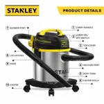 Aspiradora para secado húmedo Stanley SL18136, 11L, 4 picos, motor HP
