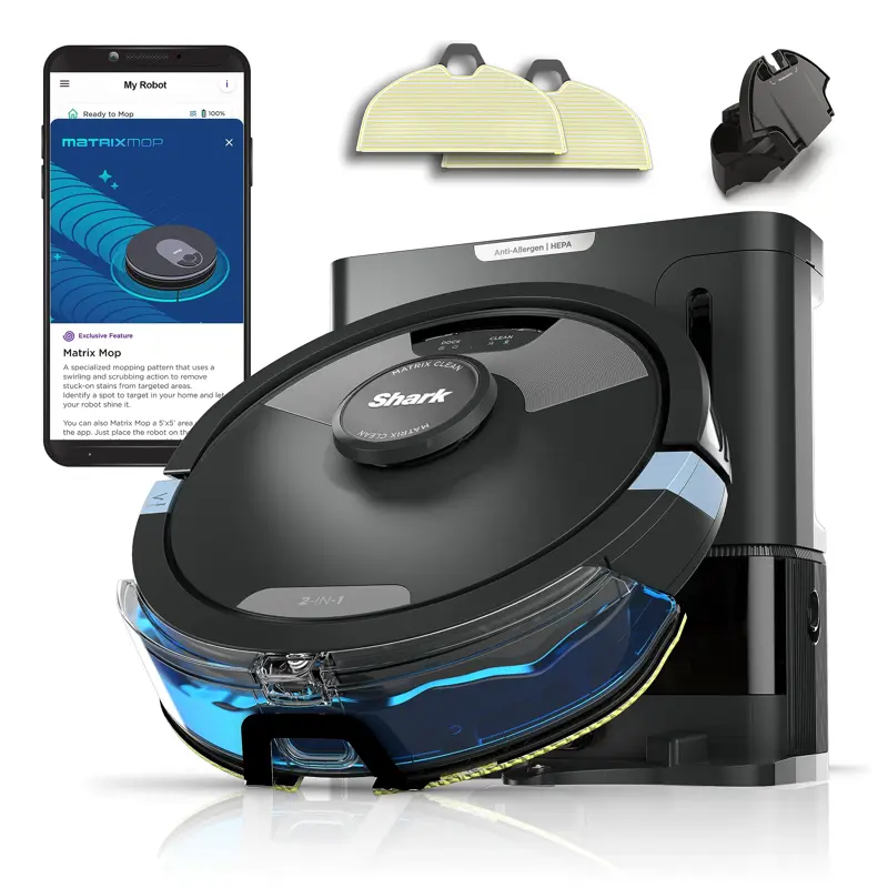 Robot Aspiradora y Trapeador Shark Matrix Plus RV2610WA con Base Autovaciable HEPA y Mapeo LiDAR 360