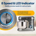 Batidora de Pie VIVOHOME 4.5L 8 Velocidades Eléctrica Gris