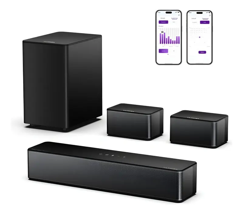 Barra De Sonido ULTIMEA Poseidon D60 5.1 Con Dolby Atmos | 410W, Subwoofer Y Altavoces Traseros Ajustables | Bluetooth 5.3