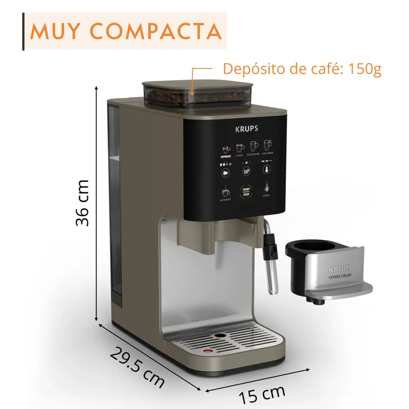 Cafetera Espresso Automática Krups Coffee Crush Experience