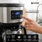 Cafetera de Filtro Digital Suono 1.8L 12 Tazas con Timer Programado
