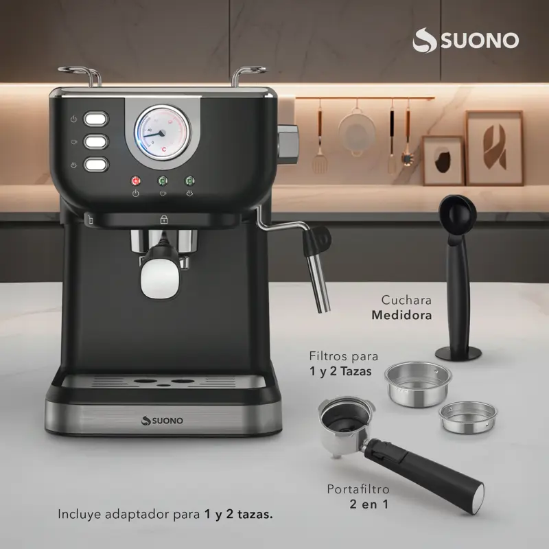 Cafetera Expresso Vintage Suono Con Vaporizador de Leche