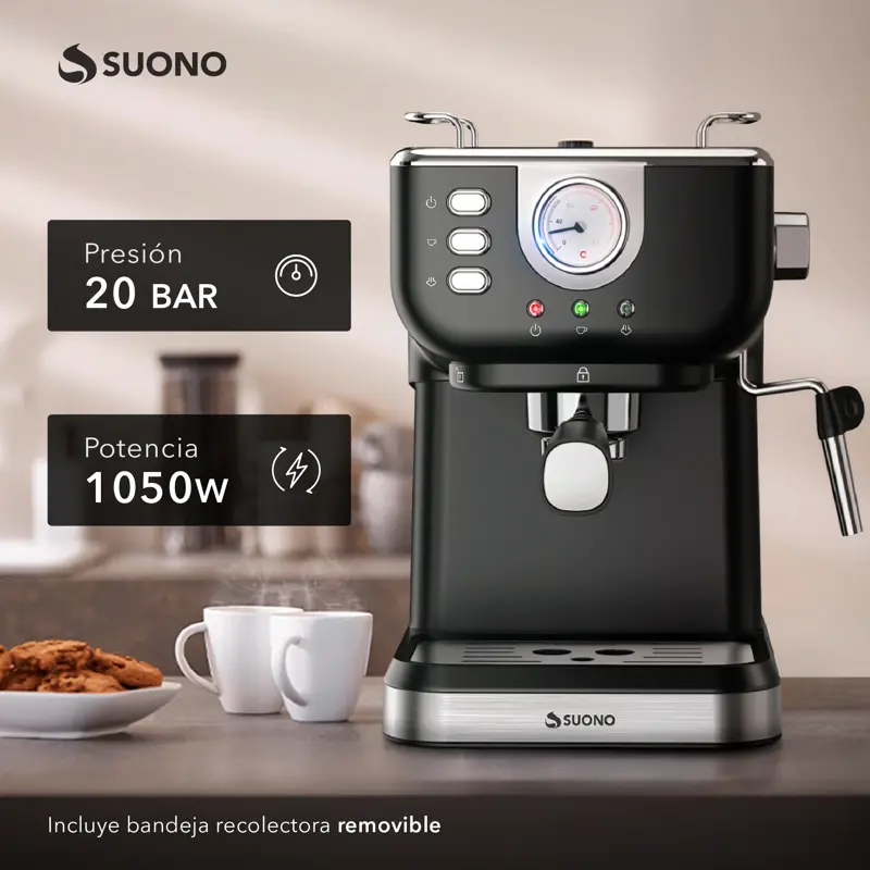 Cafetera Expresso Vintage Suono Con Vaporizador de Leche