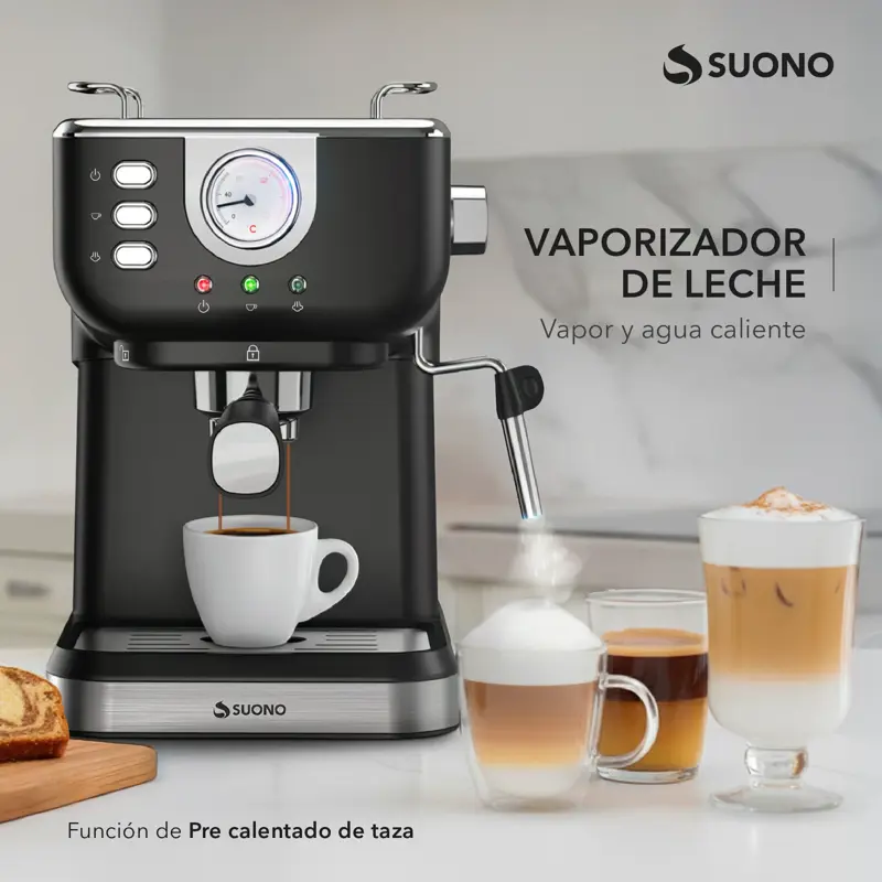 Cafetera Expresso Vintage Suono Con Vaporizador de Leche