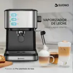 Cafetera SUONO Espresso Maker con Vaporizador de Leche 20 Bar 1.5 L