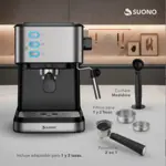 Cafetera SUONO Espresso Maker con Vaporizador de Leche 20 Bar 1.5 L