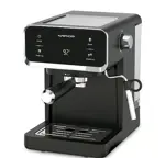 Cafetera Express Negra Winco W1927 Con Espumador De Leche Digital Touch 20 BAR