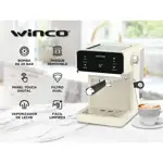 Cafetera Express Negra Winco W1927 Con Espumador De Leche Digital Touch 20 BAR