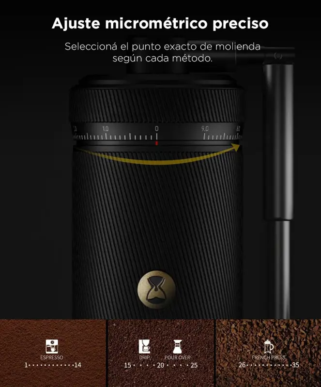 Molinillo de Café Manual Verde TIMEMORE S3 Molienda Ajustable Muela Acero