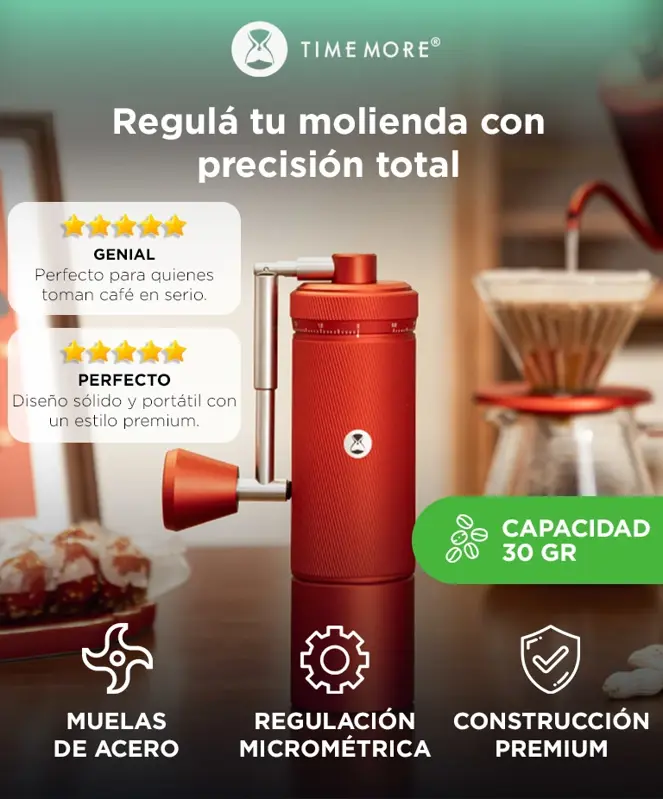 Molinillo de Café Manual Negro TIMEMORE S3 Molienda Ajustable Muela Acero