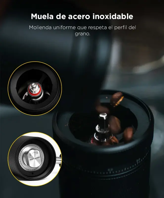 Molinillo de Café Manual Negro TIMEMORE S3 Molienda Ajustable Muela Acero