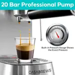 Máquina de café espresso CASABREWS 20 bar con espumador de leche 1.6L