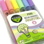 Mini Resaltadores Pastel Pizzini 6 Unid Punta Biselada