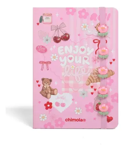 Libreta Journal Con Elástico A5 Romantic Chimola Rosa