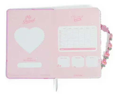 Libreta Journal Con Elástico A5 Romantic Chimola Rosa