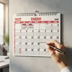 Calendario Medio Oficio Apaisado Rojo 21,5x17,5cm Rome 1/2 Oficio Apaisado Rojo
