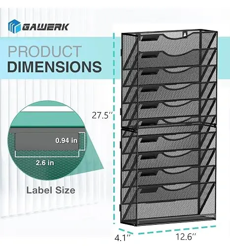 Organizador de archivos de pared de 11 niveles,