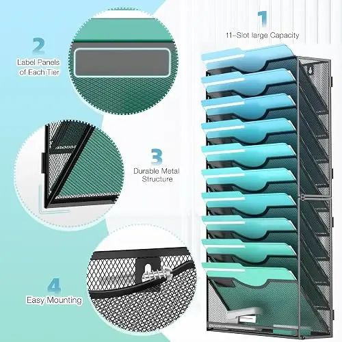 Organizador de archivos de pared de 11 niveles,