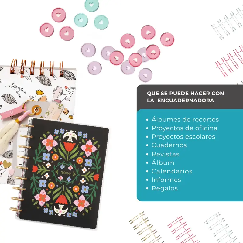 Encuadernadora Manual 2 En 1 Discos Y Doble Wire 15 Hojas Turquesa Global