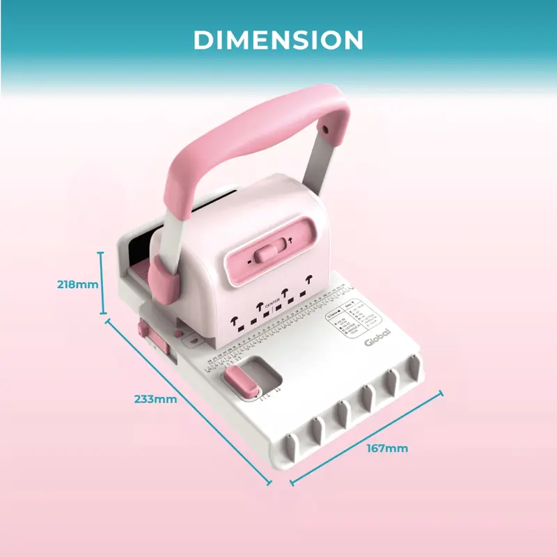 Encuadernadora Manual 2 En 1 Discos Y Doble Wire 15 Hojas Rosa Global