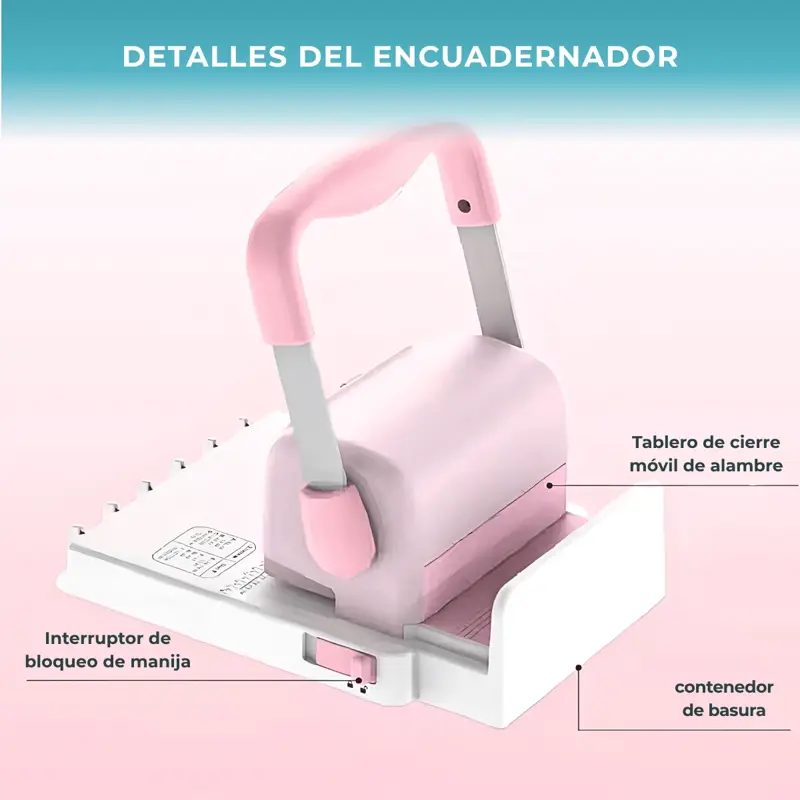 Encuadernadora Manual 2 En 1 Discos Y Doble Wire 15 Hojas Rosa Global