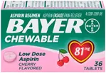 Aspirina Masticable para Niños Bayer 81 mg Sabor Cereza 36 Tabletas