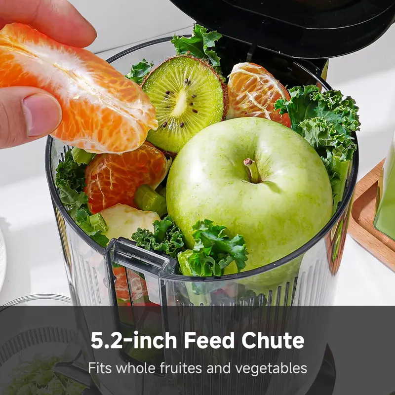Exprimidor AMZCHEF de 13?cm para fruta entera, prensado en frío y de velocidad lenta