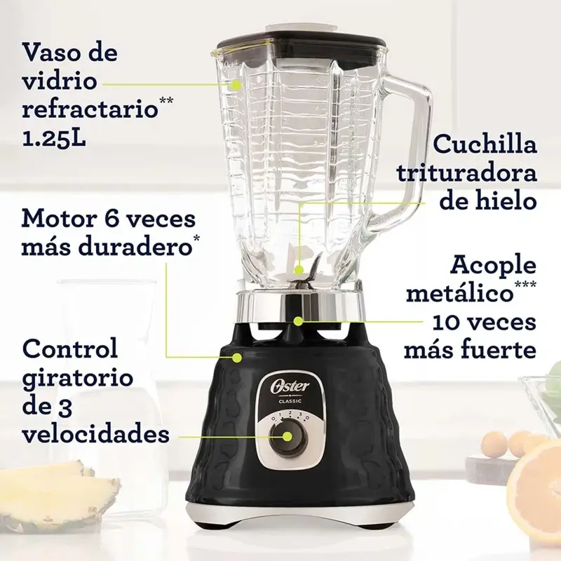 Licuadora Oster BLST4655B Acople Metalico Pica Hielo 1.25L
