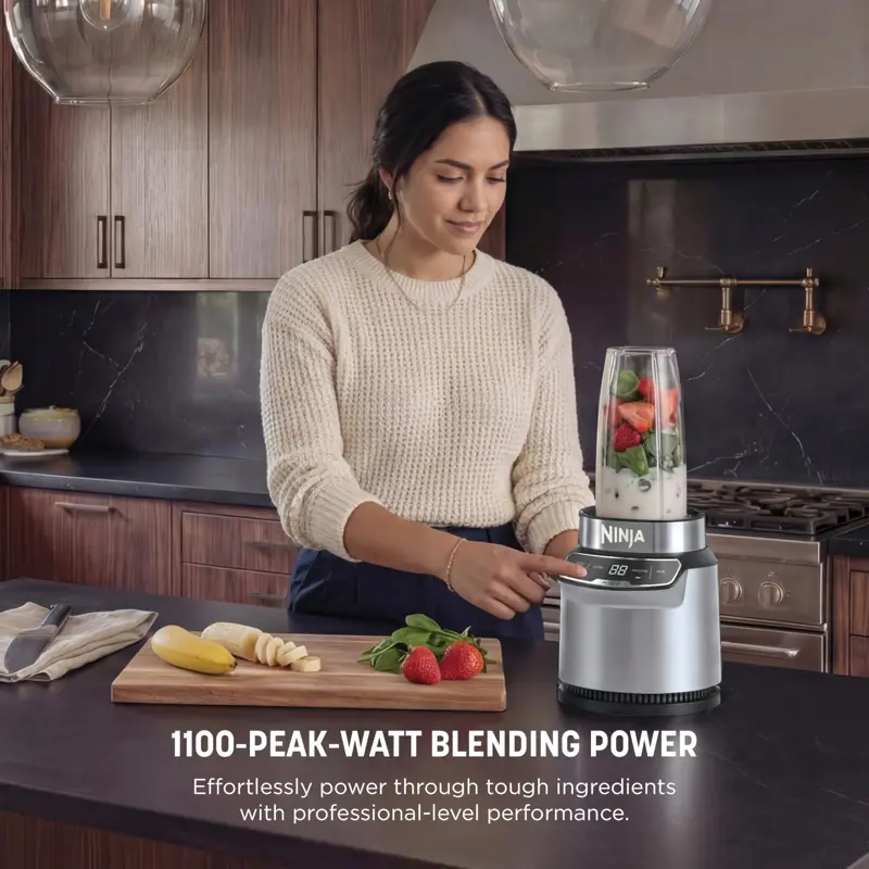 Licuadora Personal Ninja Nutri Blender Pro BN401 1000W 2 Vasos 24 oz Cloud Silver