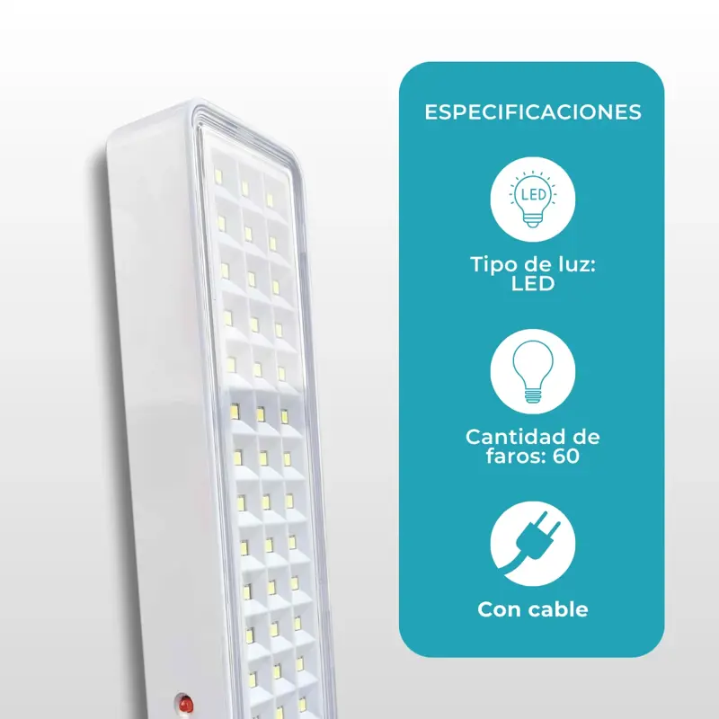 Luz De Emergencia 60 Led Con Batería Recargable 220v Global