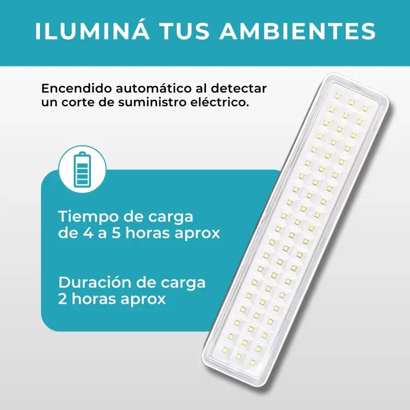 Luz De Emergencia 60 Led Con Batería Recargable 220v Global