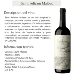 Vino Saint Felicien Malbec Catena Zapata x 12 unidades