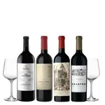 Set Vinos Tintos Malbec Premiados Seleccion x 4 y 2 Copas de Cristal