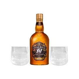 Set Whisky  15Yo Y 2 Vasos Chivas 1...