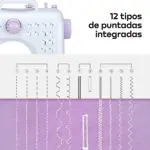 Máquina De Coser Portátil Waggs 12 Puntadas Pedal Led