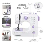 Máquina De Coser Portátil Waggs 12 Puntadas Pedal Led