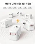 Adaptador de viaje LENCENT Cargador rápido universal GaN de 140 W, blanco