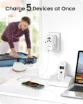 Adaptador de viaje LENCENT Cargador rápido universal GaN de 140 W, blanco
